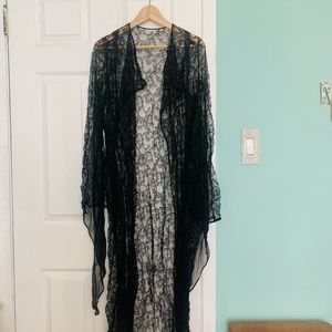 1920's/ 30's Vintage Black Lace Robe(Art Nouveau)